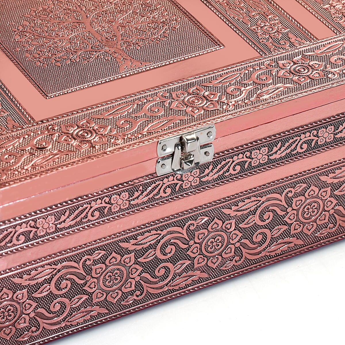 Livmore Set of 5 Handcrafted Tree Aluminum Oxidized Nested Box - Rose Gold image number 6