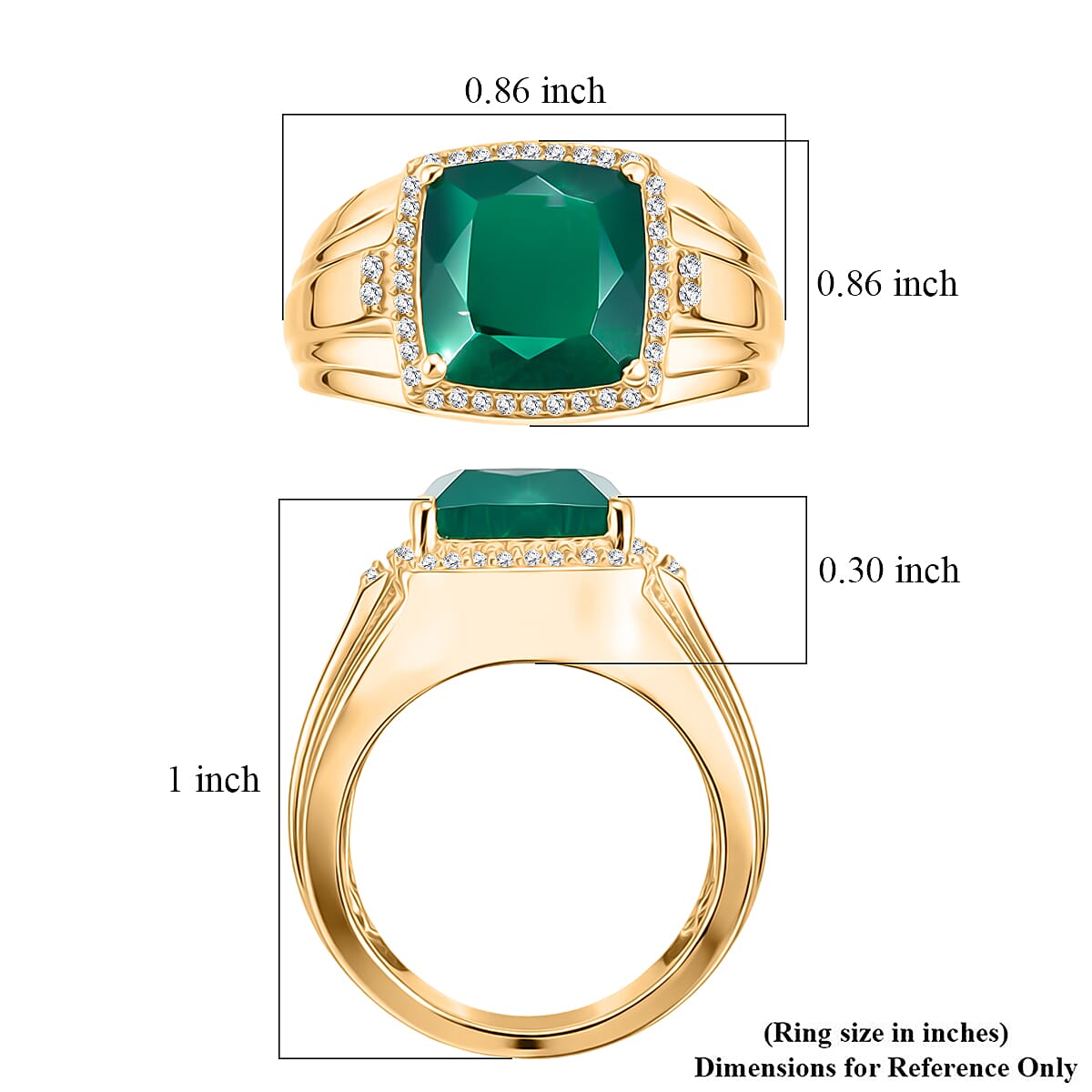 EverTrue Verde Onyx and White Zircon 4.50 ctw Regal Cushion Halo Ring in 18K YG Plated (Size 8.0) image number 5