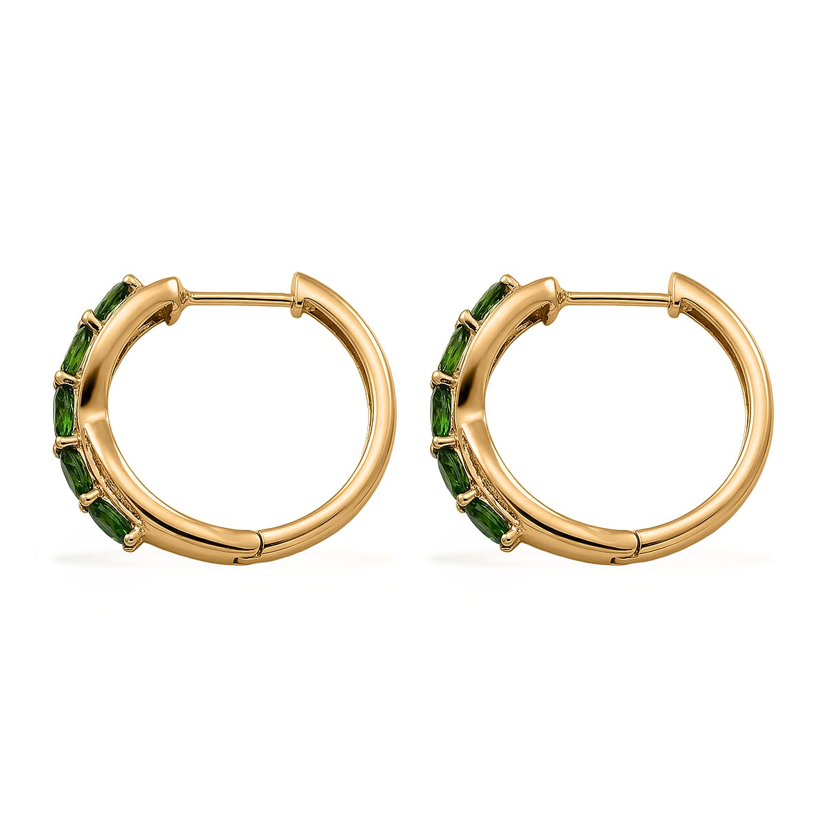 EverTrue Chrome Diopside and White Zircon 2.00 ctw Cross Path Hoop Earrings in 18K YG Plated image number 3