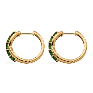 EverTrue Chrome Diopside and White Zircon 2.00 ctw Hoop Earrings in 18K YG Plated