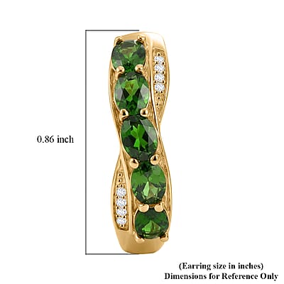 EverTrue Chrome Diopside and White Zircon 2.00 ctw Cross Path Hoop Earrings in 18K YG Plated