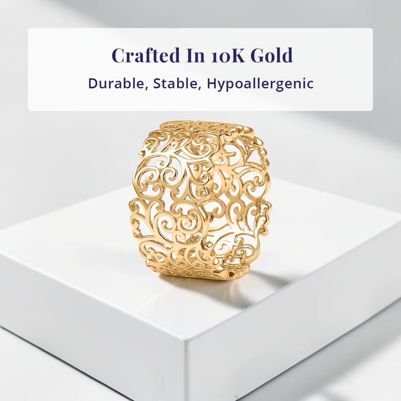 Luxoro Fillegree Ring in 10K Yellow Gold (Size 10.0) 3.0 Grams