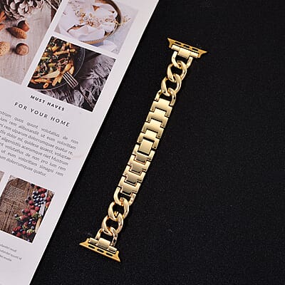 Apple Connector Watch Strap in Stainless Steel, Goldtone (Compatible Sizes 42mm/44mm/45mm/46mm/49mm)