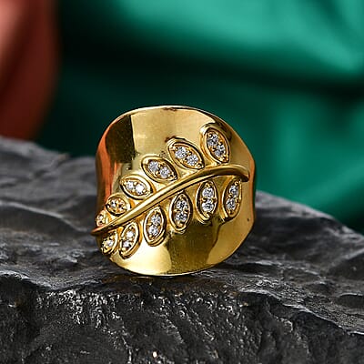 EverTrue Moissanite Fancy Ring in 18K YG Plated (Size 5.0) 0.20 ctw