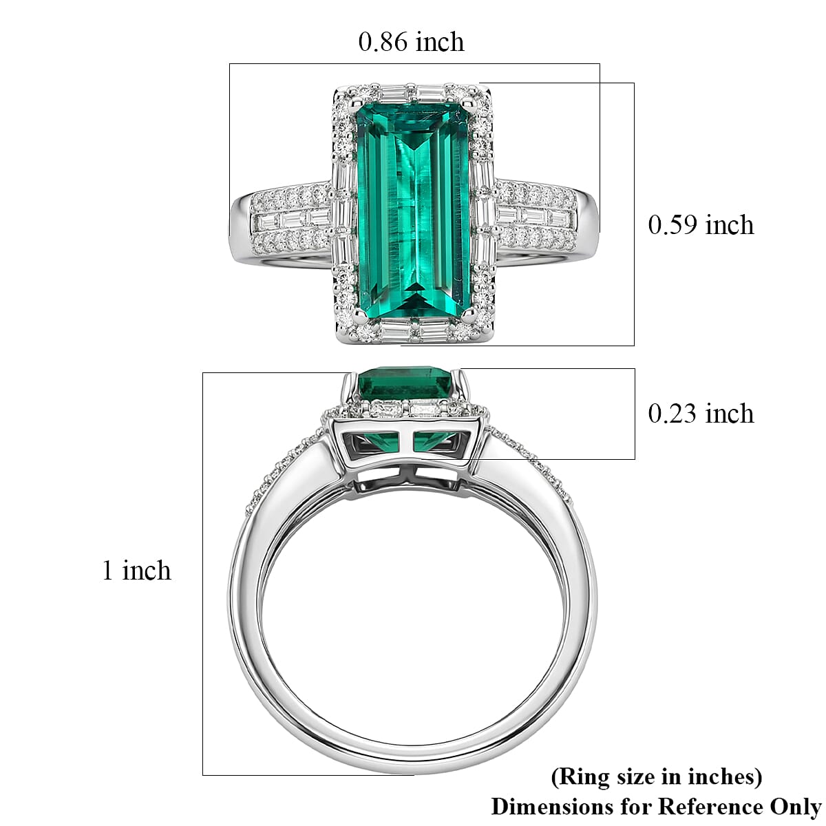 D'Joy Premium Lab Grown Colombian Emerald and Moissanite 3.30 ctw Royal Garden Path Ring in Rhodium Over Sterling Silver (Size 10.0)