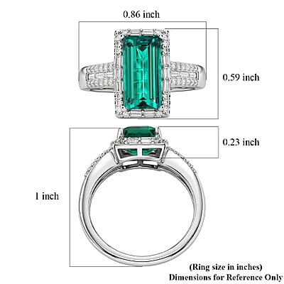 D'Joy Premium Lab Grown Colombian Emerald and Moissanite 3.30 ctw Royal Garden Path Ring in Rhodium Over Sterling Silver (Size 10.0)