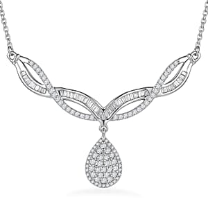 D'Joy Diamond 1.00 ctw Necklace in Rhodium Over Sterling Silver 18-20 Inches