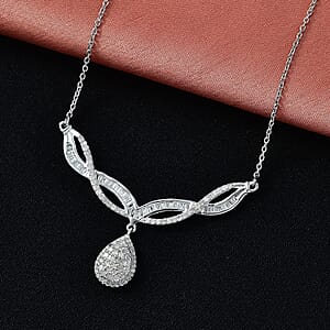 D'Joy Diamond 1.00 ctw Necklace in Rhodium Over Sterling Silver 18-20 Inches