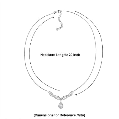 D'Joy Diamond 1.00 ctw Starlight Drop Necklace in Rhodium Over Sterling Silver 18-20 Inches