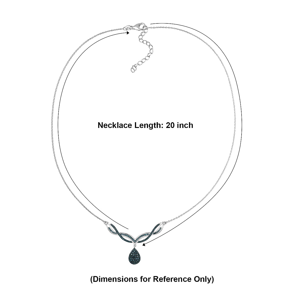 D'Joy Blue Diamond 1.00 ctw Starlight Drop Necklace in Rhodium Over Sterling Silver 18-20 Inches image number 4