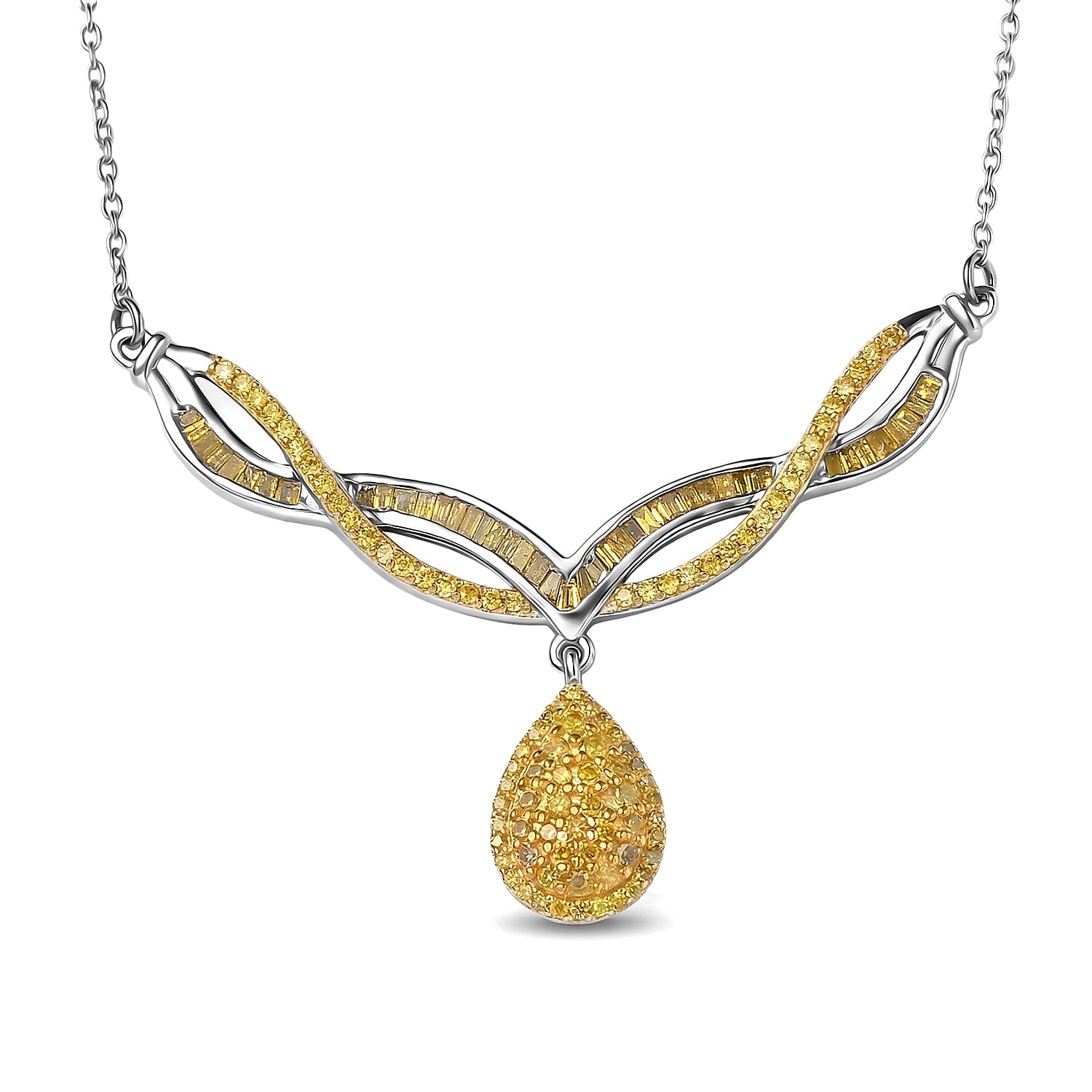 D'Joy Diamond Necklace (18-20 Inches) in Rhodium Over Sterling Silver 1.00 ctw