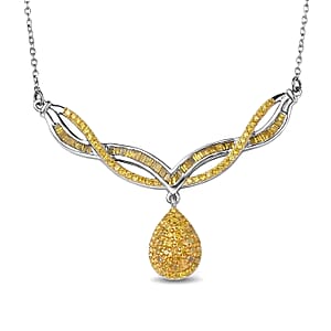 D'Joy Yellow Diamond 1.00 ctw Starlight Drop Necklace in Rhodium Over Sterling Silver (18-20 Inches)