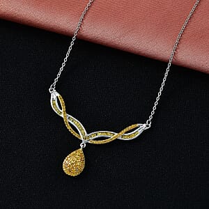 D'Joy Yellow Diamond 1.00 ctw Starlight Drop Necklace in Rhodium Over Sterling Silver (18-20 Inches)