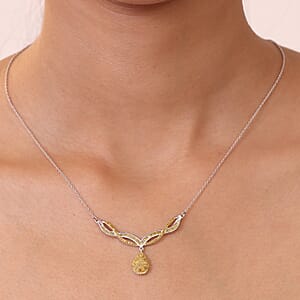 D'Joy Yellow Diamond 1.00 ctw Starlight Drop Necklace in Rhodium Over Sterling Silver (18-20 Inches)