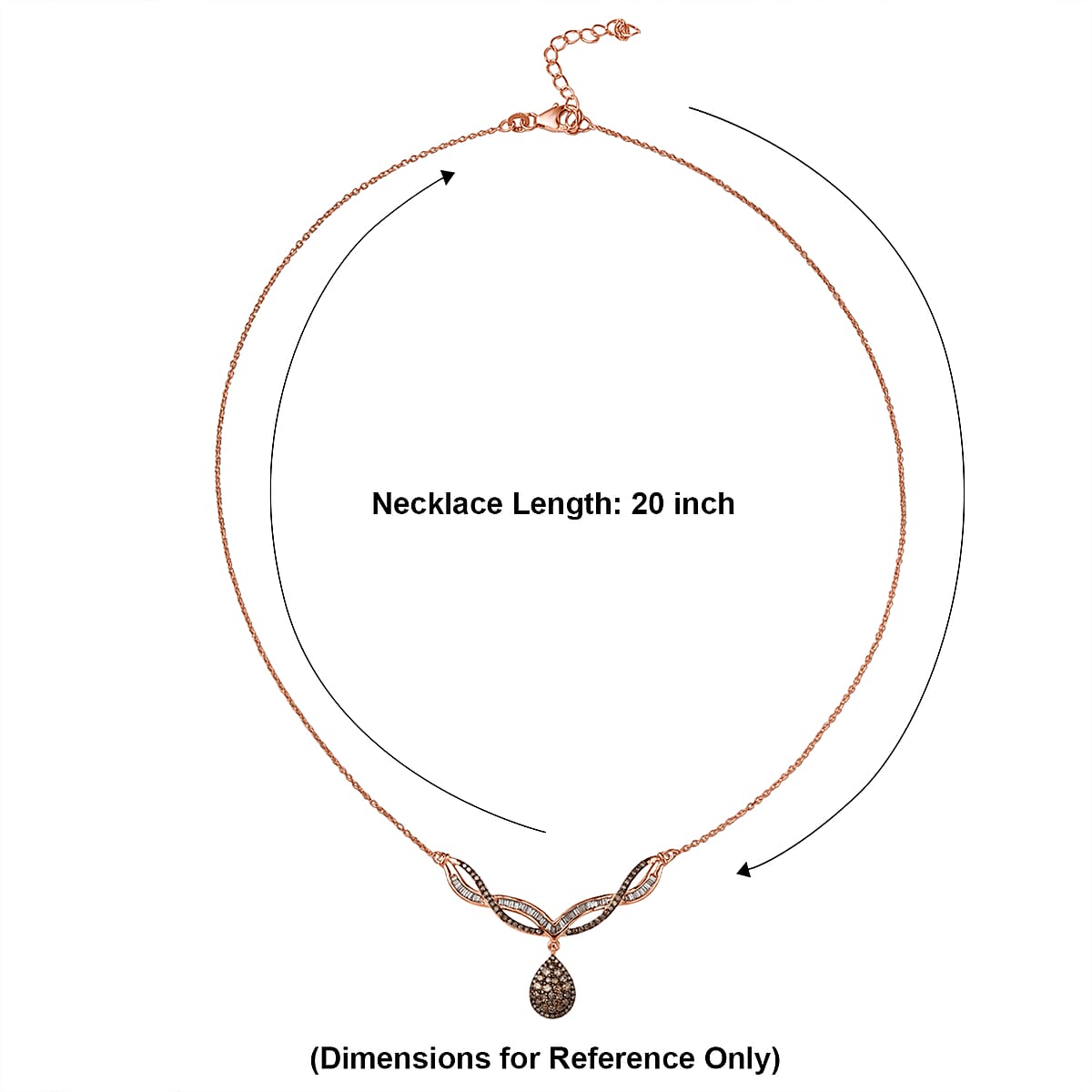 D'Joy Natural Champagne Diamond 1.00 ctw Starlight Drop Necklace in 18K Vermeil Rose Gold Over Sterling Silver 18-20 Inches image number 4