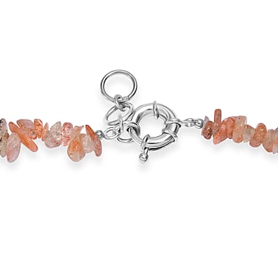 EverTrue Gold Sandstone and Sunstone 490.00 ctw Necklace in Platinum Bond 18 Inches
