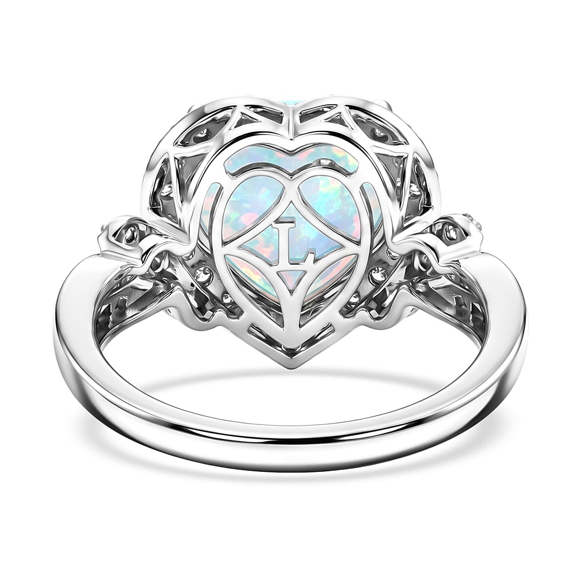 Certified & Appraised AAA Ethiopian Welo Opal and Luxuriant Lab Grown Diamond G-H SI 3.10 ctw Ring in 10K White Gold (Size  10.0)