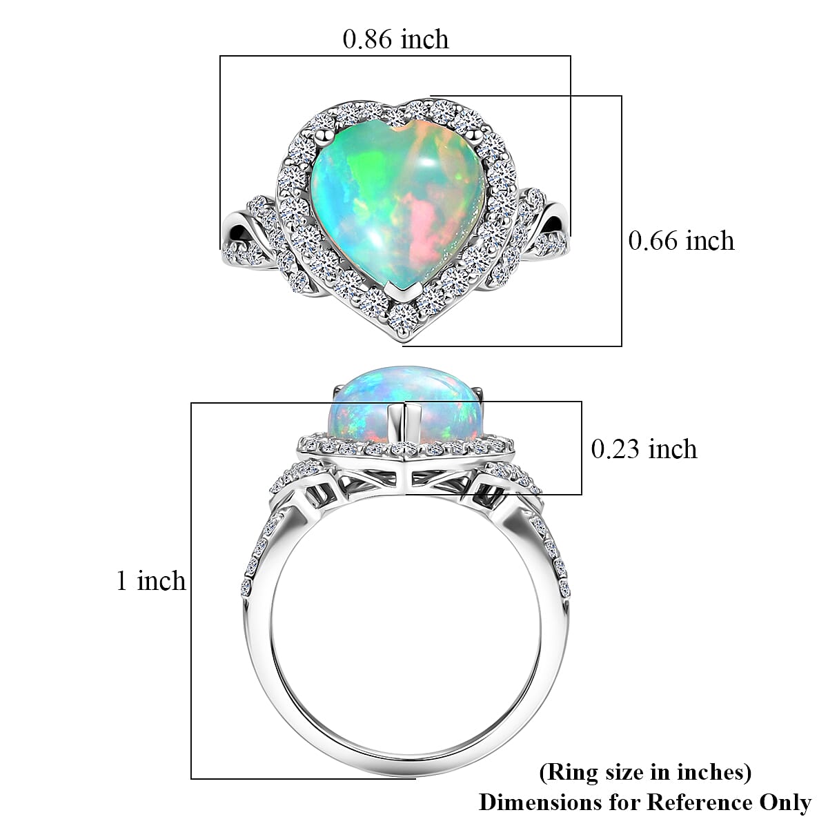 Certified & Appraised AAA Ethiopian Welo Opal and Luxuriant Lab Grown Diamond G-H SI 3.10 ctw Ring in 10K White Gold (Size  10.0) image number 5