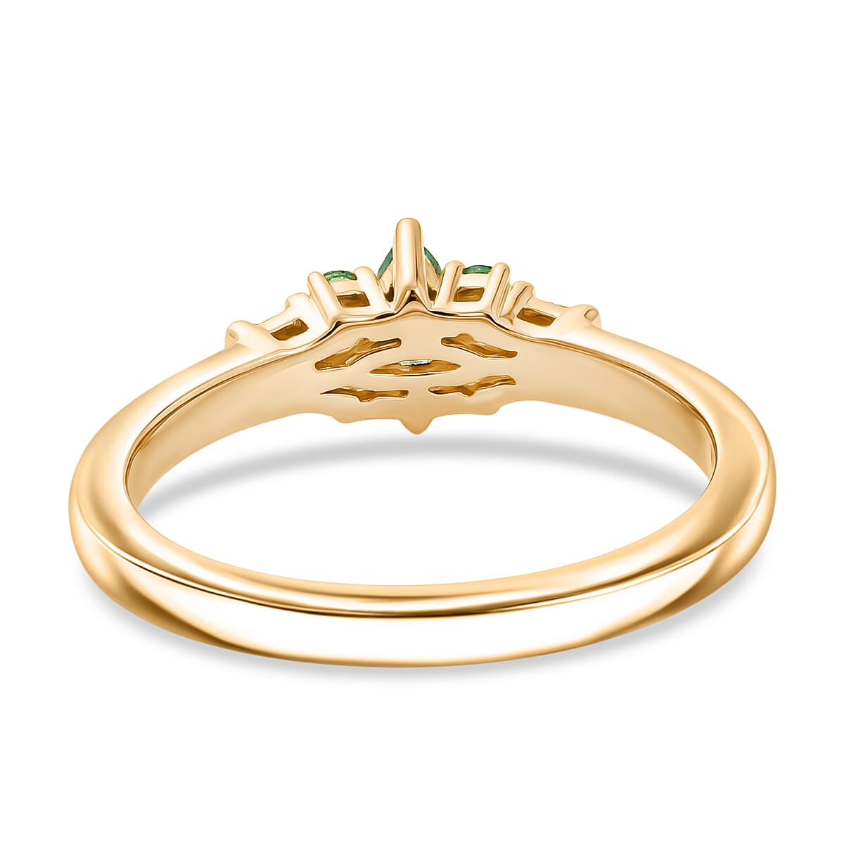 D'Joy Boyaca Colombian Emerald and Diamond 0.30 ctw Marquise Crown Ring in 18K Vermeil Yellow Gold Over Sterling Silver (Size 6.0)