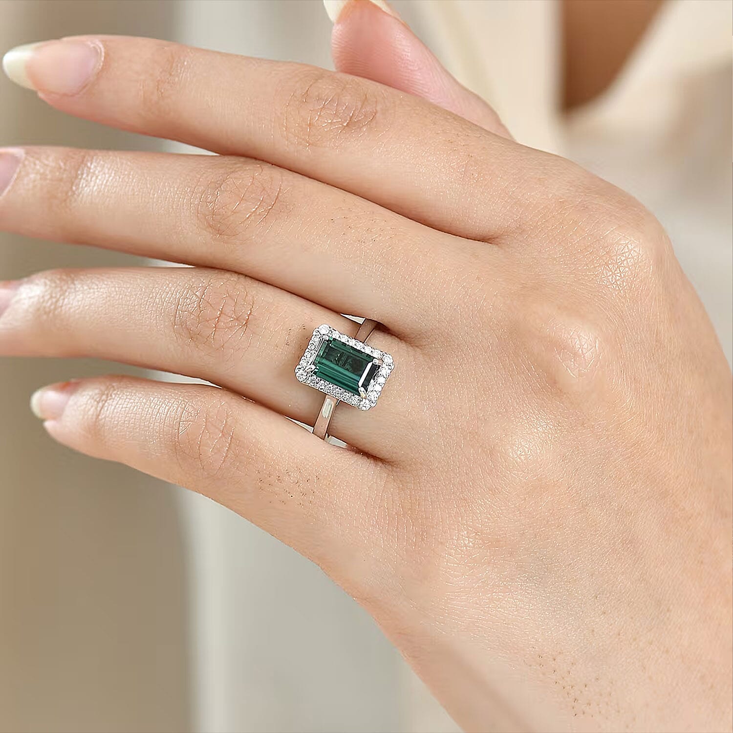 Certified & Appraised Rhapsody AAAA Pirineu Lagoon Tourmaline and Diamond E-F VS 2.35 ctw Ring in 950 Platinum (Size 10.0) 5.80 Grams