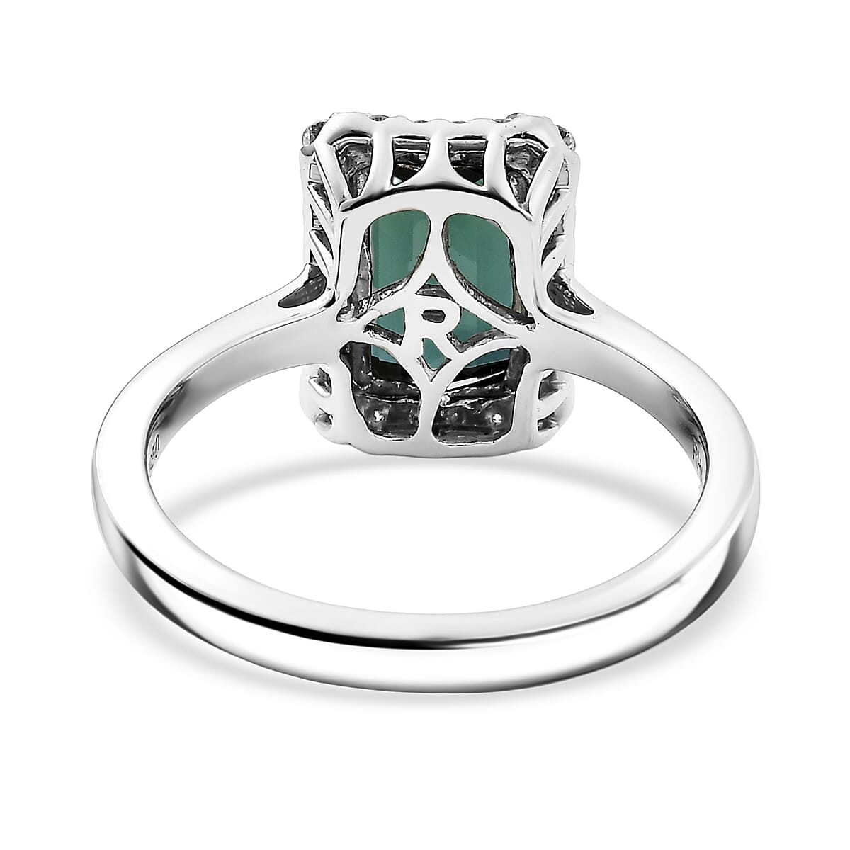 Certified & Appraised Rhapsody AAAA Pirineu Lagoon Tourmaline and Diamond E-F VS 2.35 ctw Ring in 950 Platinum 5.80 Grams image number 4