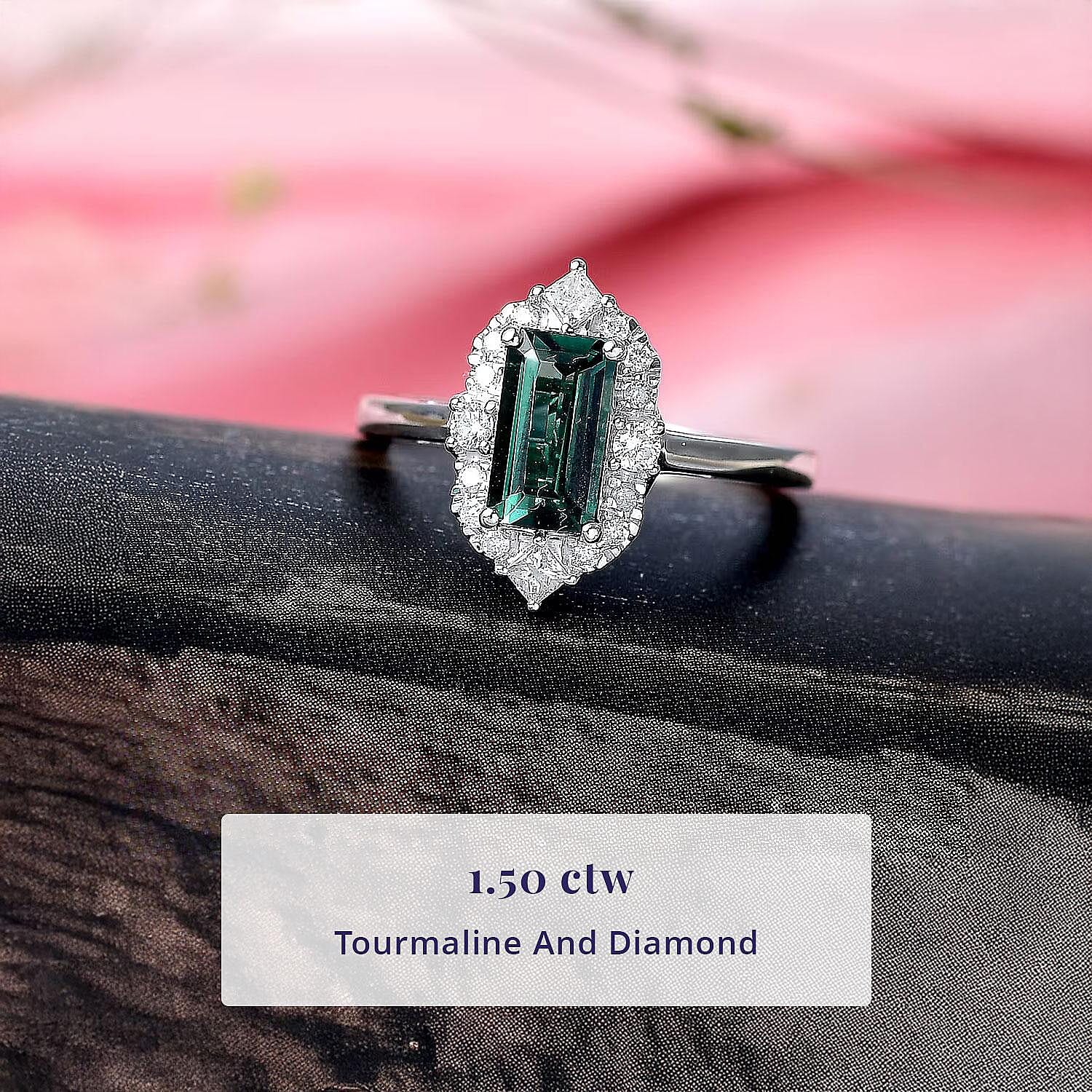 Certified & Appraised Luxoro AAA Pirineu Lagoon Tourmaline and Diamond I2 1.50 ctw Ring in 10K White Gold (Size 10.0)