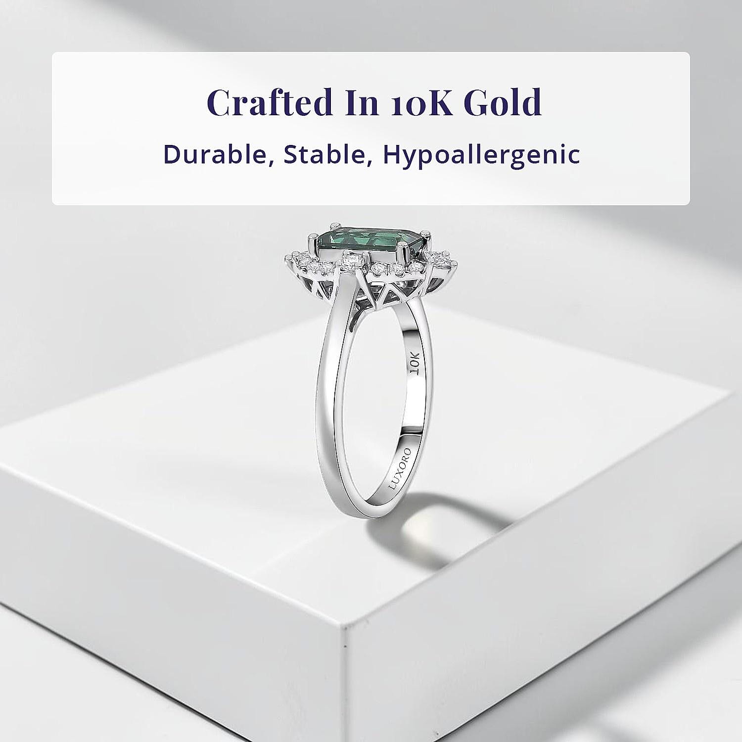 Certified & Appraised Luxoro AAA Pirineu Lagoon Tourmaline and Diamond I2 1.50 ctw Ring in 10K White Gold (Size 10.0)