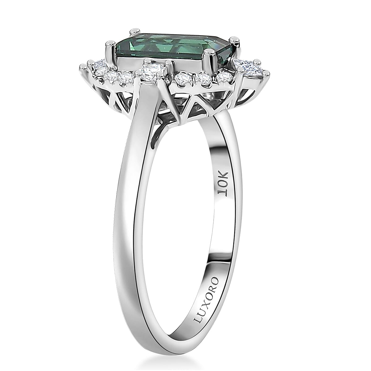 Certified & Appraised Luxoro AAA Pirineu Lagoon Tourmaline and Diamond I2 1.50 ctw Ring in 10K White Gold (Size 10.0) image number 3