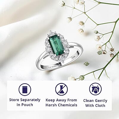 Certified & Appraised Luxoro AAA Pirineu Lagoon Tourmaline and Diamond I2 1.50 ctw Ring in 10K White Gold (Size 10.0)