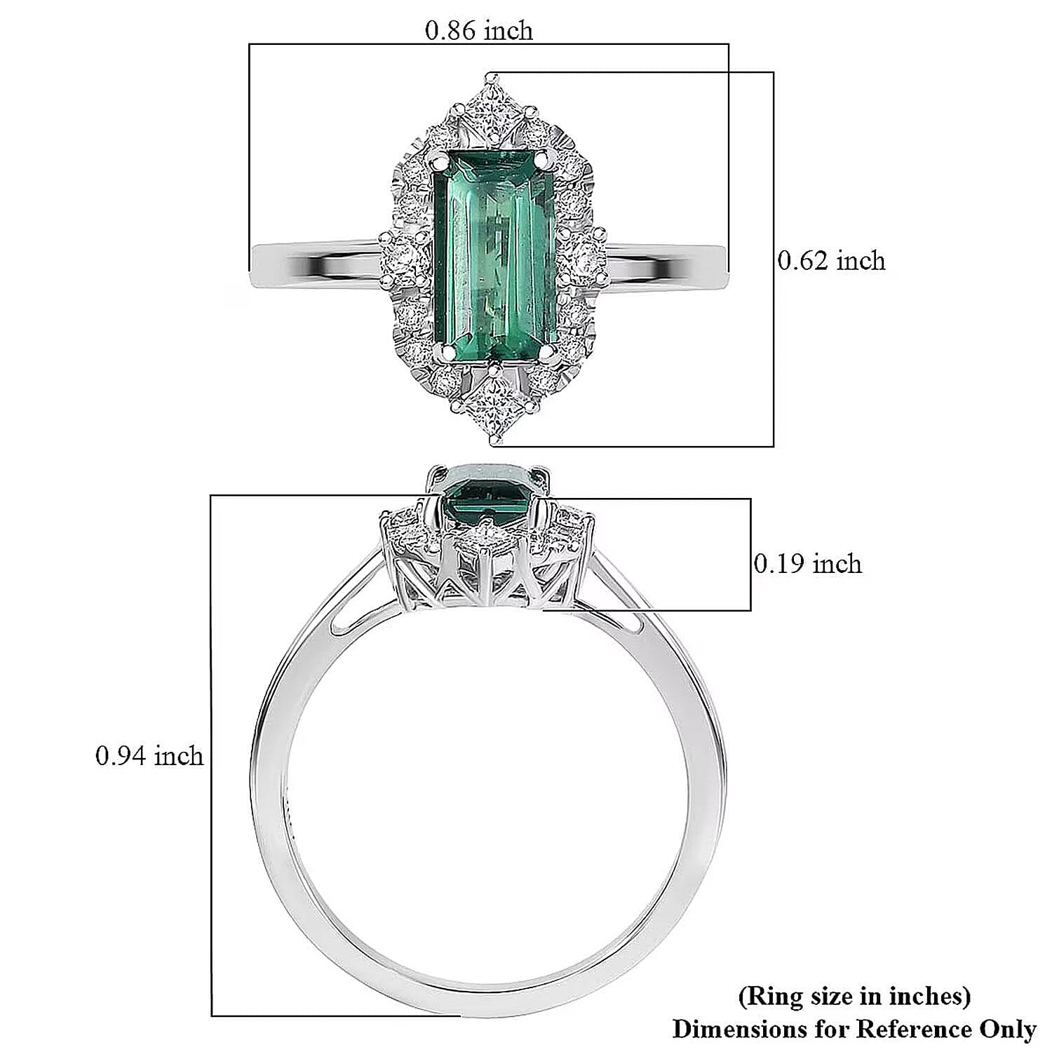 Certified & Appraised Luxoro AAA Pirineu Lagoon Tourmaline and Diamond I2 1.50 ctw Ring in 10K White Gold (Size 10.0)