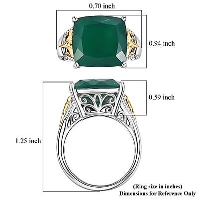 EverTrue Verde Onyx and White Zircon 11.65 ctw Wild Green Ring in 18K YG Plated and Platinum Bond (Size 11.0)