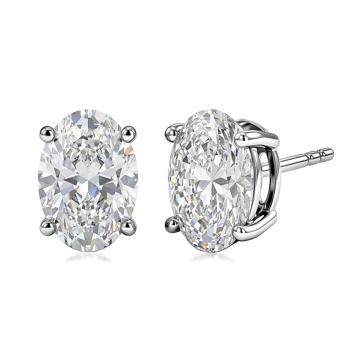IGI Certified Luxuriant Lab Grown Diamond E-F, VS 2.10 ctw Celebrity Infinity Spark Solitaire Stud Earrings in 950 Palladium and 10K White Gold