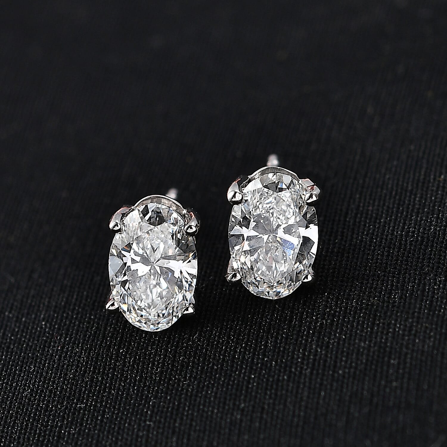IGI Certified Luxuriant Lab Grown Diamond E-F, VS 2.10 ctw Celebrity Infinity Spark Solitaire Stud Earrings in 950 Palladium and 10K White Gold