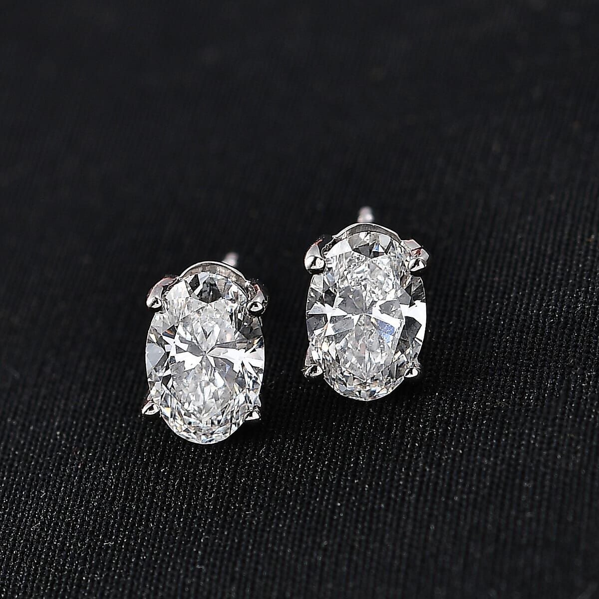 Luxuriant Lab Grown Diamond E-F, VS 2.10 ctw Solitaire Stud Earrings in 950 Palladium and 10K White Gold  image number 1