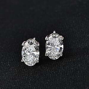 Luxuriant Lab Grown Diamond E-F, VS 2.10 ctw Solitaire Stud Earrings in 950 Palladium and 10K White Gold 