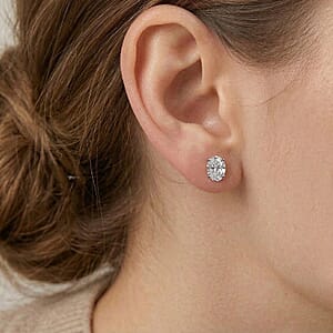 Luxuriant Lab Grown Diamond E-F, VS 2.10 ctw Solitaire Stud Earrings in 950 Palladium and 10K White Gold 