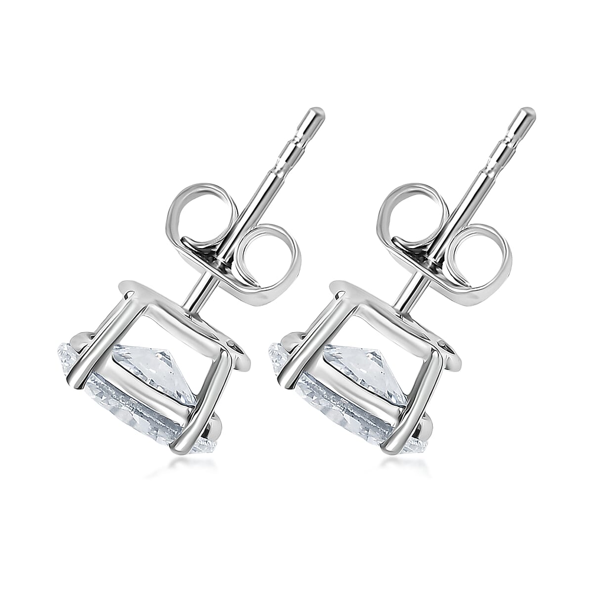 Luxuriant Lab Grown Diamond E-F, VS 2.10 ctw Solitaire Stud Earrings in 950 Palladium and 10K White Gold  image number 3