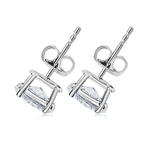 Luxuriant Lab Grown Diamond E-F, VS 2.10 ctw Solitaire Stud Earrings in 950 Palladium and 10K White Gold 