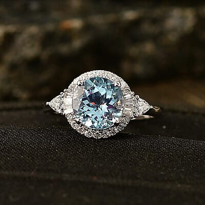 Certified & Appraised AAA Mangoro Aquamarine and Luxuriant Lab Grown Diamond G-H SI 2.89 ctw Ring in 10K White Gold (Size 12.0)