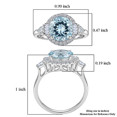 Certified & Appraised AAA Mangoro Aquamarine and Luxuriant Lab Grown Diamond G-H SI 2.89 ctw Ring in 10K White Gold (Size 12.0)