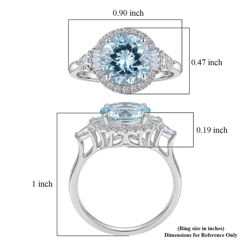 Certified & Appraised AAA Mangoro Aquamarine and Luxuriant Lab Grown Diamond G-H SI 2.89 ctw Ring in 10K White Gold (Size 5.0)