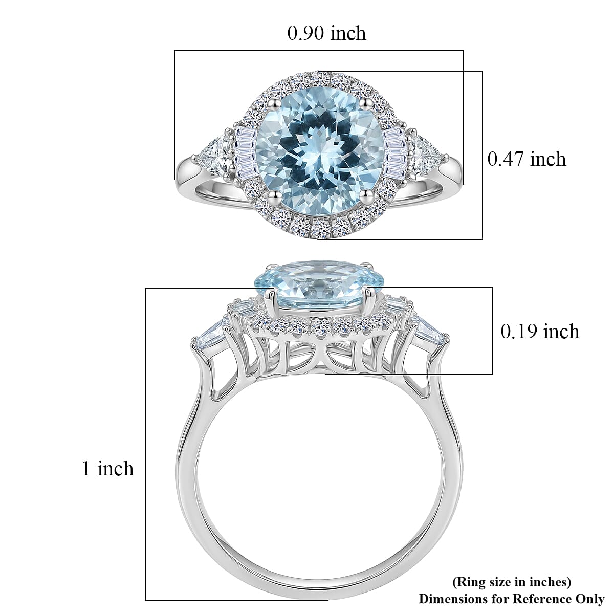 Certified & Appraised Luxuriant 10K White Gold AAA Mangoro Aquamarine, Lab Grown Diamond (GH, SI) Ring (Size 8.0) 2.89 ctw image number 5