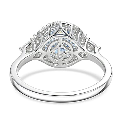 Certified & Appraised AAA Mangoro Aquamarine and Luxuriant Lab Grown Diamond G-H SI 2.90 ctw Ring in 10K White Gold (Size 9.0)