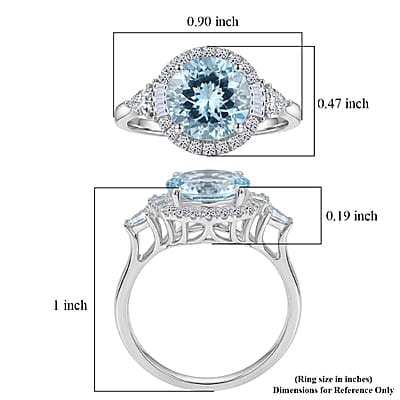 Certified & Appraised AAA Mangoro Aquamarine and Luxuriant Lab Grown Diamond G-H SI 2.90 ctw Ring in 10K White Gold (Size 9.0)