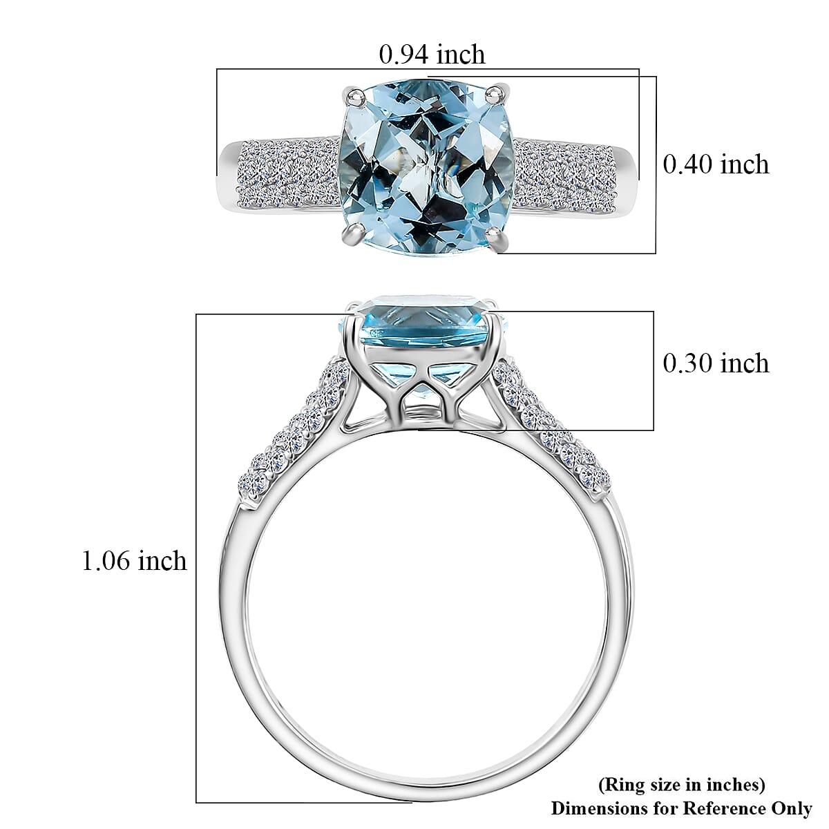 Certified & Appraised AAA Mangoro Aquamarine and Luxuriant Lab Grown Diamond G-H SI 3.06 ctw Ring in 10K White Gold (Size 10.0) (Del. in 7-10 Days) image number 5