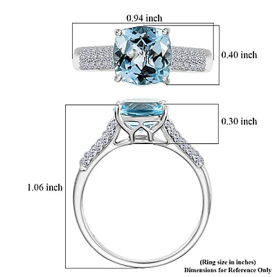 Certified & Appraised AAA Mangoro Aquamarine and Luxuriant Lab Grown Diamond G-H SI 3.06 ctw Ring in 10K White Gold (Size 9.0)