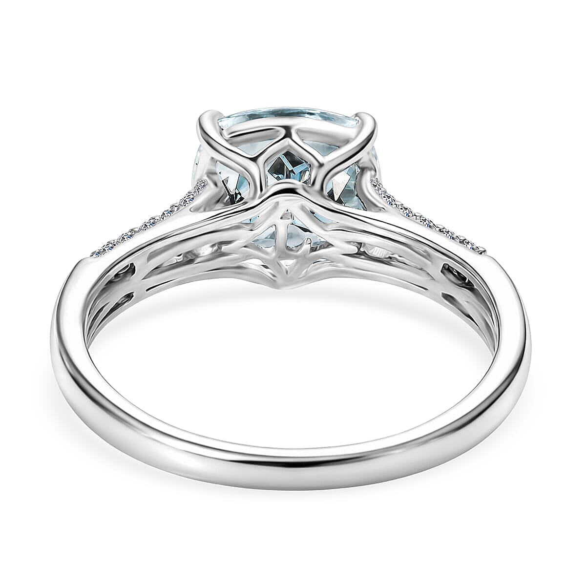Certified & Appraised AAA Mangoro Aquamarine and Luxuriant Lab Grown Diamond G-H SI 3.06 ctw Ring in 10K White Gold (Size 9.50) image number 4