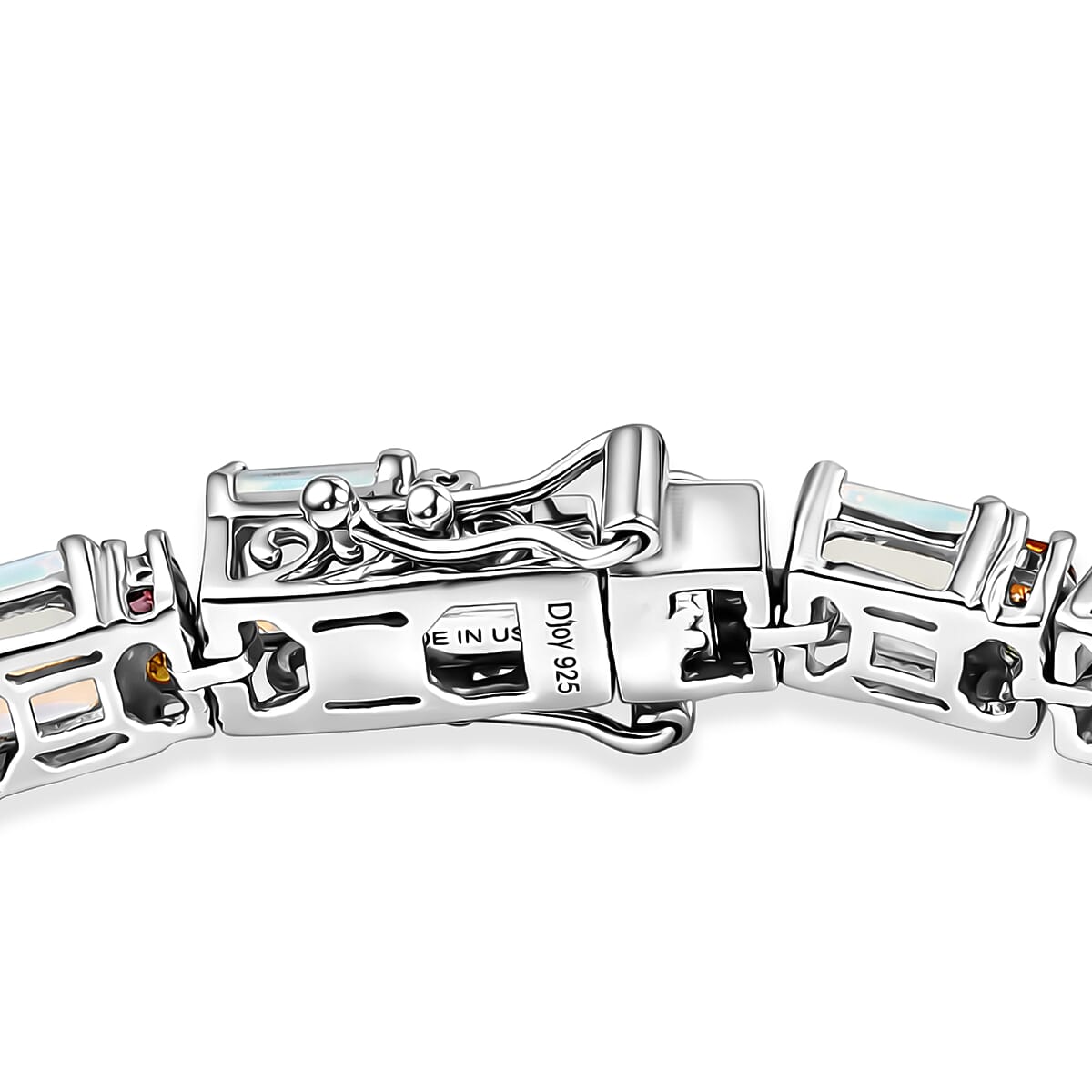 D'Joy Premium Asscher Cut Ethiopian Welo Opal and Multi Tourmaline 10.15 ctw Firelight Bracelet in Rhodium Over Sterling Silver (7.25 In) (Del. In 8-10 Days) image number 3