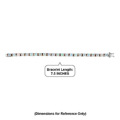 D'Joy Premium Asscher Cut Ethiopian Welo Opal and Multi Tourmaline 13.00 ctw Firelight Bracelet in Rhodium Over Sterling Silver (7.25 In)