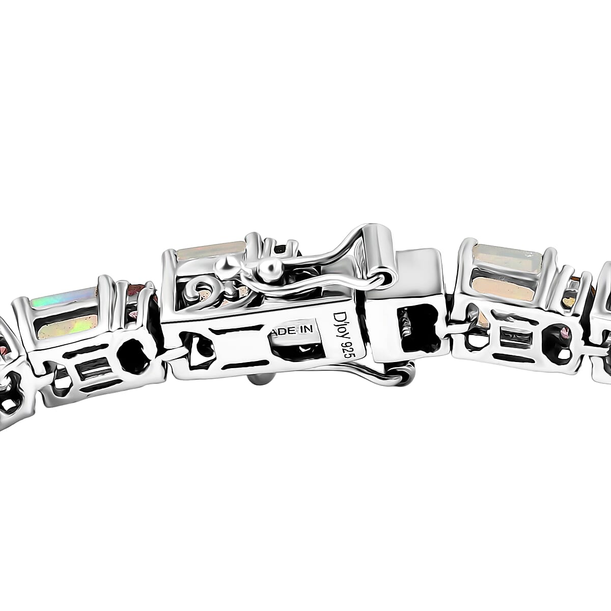 D'Joy Premium Asscher Cut Ethiopian Welo Opal and Multi Tourmaline 14.20 ctw Firelight Bracelet in Rhodium Over Sterling Silver (8.00 In) image number 3